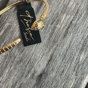 Thalia Sodi Gold Snake Bracelet with Green Details